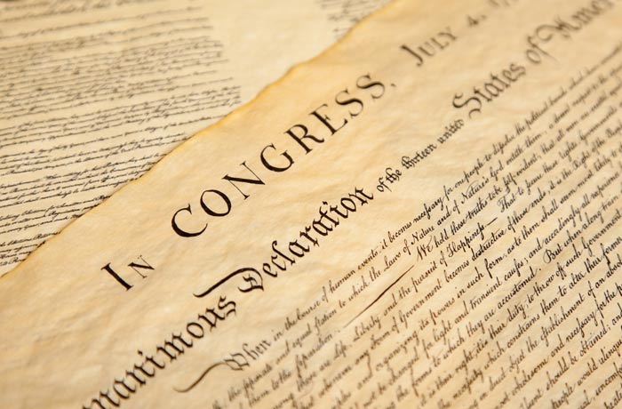 Image of the top part of the Declaration of Indepence