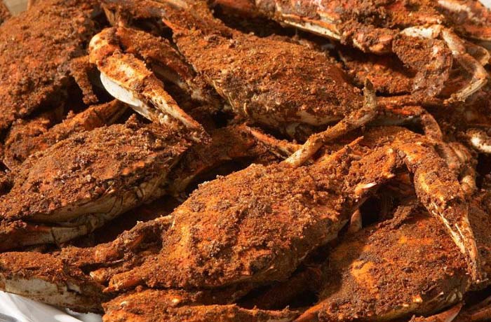 Image of steamed and seasoned Blue Crabs