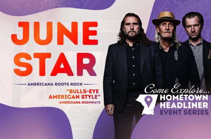 Image of three men of the band June Star. Hometown Headliners Series.